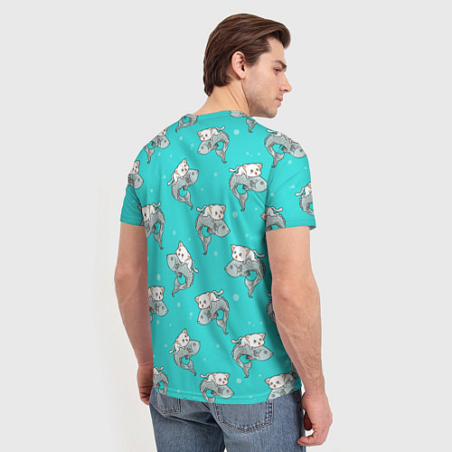 Мужская футболка Котики и рыбки / 3D-принт – фото 4