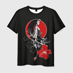 Мужская футболка Девушка-кошка-самурай