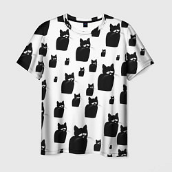 Мужская футболка Принт из грустных черных котов