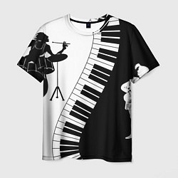 Мужская футболка Черно Белое пианино