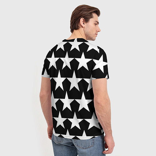 Мужская футболка Белые звёзды на чёрном фоне 2 / 3D-принт – фото 4