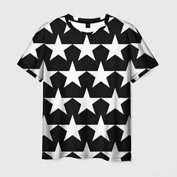 Мужская футболка Белые звёзды на чёрном фоне 2