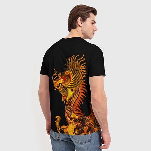 Мужская футболка Золотой китайский дракон / 3D-принт – фото 4