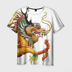Мужская футболка Желтый китайский дракон 3D
