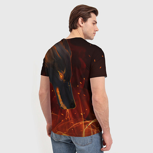 Мужская футболка ОГНЕНЫЙ ВОЛК, 3d / 3D-принт – фото 4