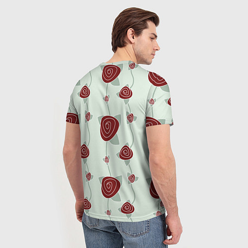 Мужская футболка Узор розы / 3D-принт – фото 4