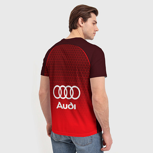 Мужская футболка AUDI красная сетка / 3D-принт – фото 4