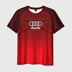 Футболка мужская AUDI красная сетка, цвет: 3D-принт
