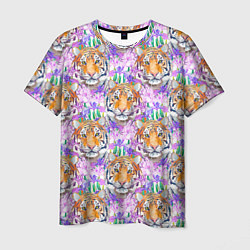 Мужская футболка Тигр в цветах