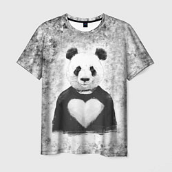 Мужская футболка Панда Любовь Сердце Меланж