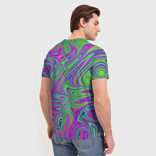 Мужская футболка Неоновый абстрактный узор / 3D-принт – фото 4