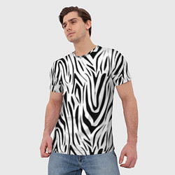 Футболка мужская Черно-белая зебра, цвет: 3D-принт — фото 2