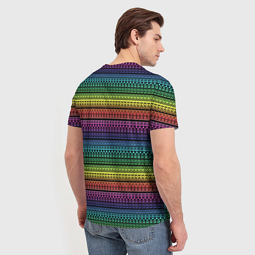 Мужская футболка Этнический радужный орнамент / 3D-принт – фото 4