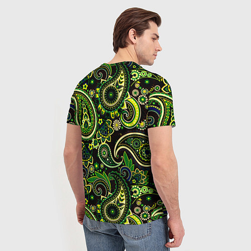 Мужская футболка Ярко зеленые славянские узоры / 3D-принт – фото 4