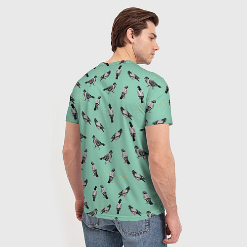 Мужская футболка Голуби на зеленом / 3D-принт – фото 4