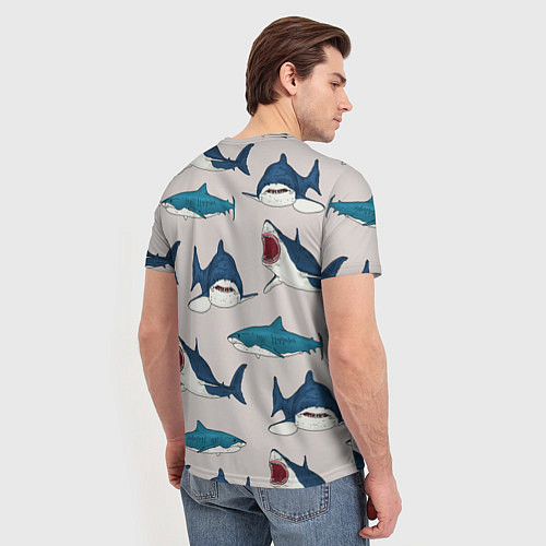 Мужская футболка Кровожадные акулы паттерн / 3D-принт – фото 4
