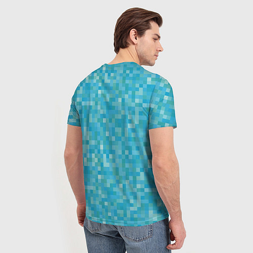 Мужская футболка Бирюзовая пиксель абстракция / 3D-принт – фото 4