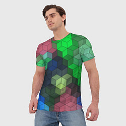 Футболка мужская Разноцветный геометрический уз, цвет: 3D-принт — фото 2