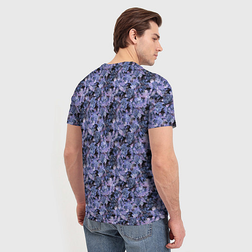 Мужская футболка Сине-фиолетовый цветочный узор / 3D-принт – фото 4