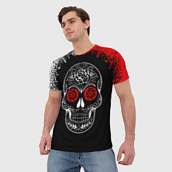 Футболка мужская Red White Skull - Череп, цвет: 3D-принт — фото 2