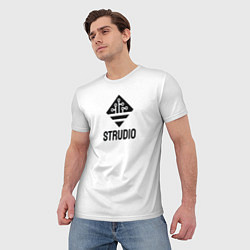 Футболка мужская Strudio logo white, цвет: 3D-принт — фото 2