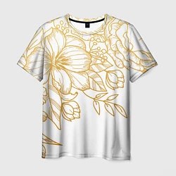 Мужская футболка Золотые цветы на белом