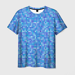 Мужская футболка Голубая пиксель абстракция