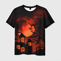 Мужская футболка Красная луна на Хэллоуин