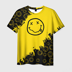 Мужская футболка Nirvana Smile Нирвана Рваный Паттерн