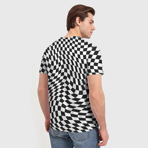 Мужская футболка Черно-белая клетка Black and white squares / 3D-принт – фото 4