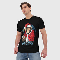 Футболка мужская CHRISTMAS обезьяна, цвет: 3D-принт — фото 2