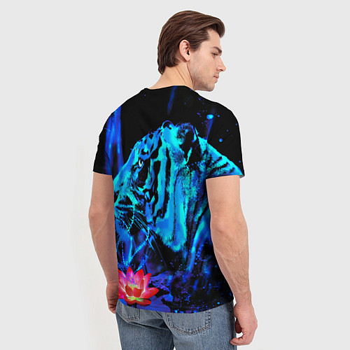 Мужская футболка Синий водяной тигр / 3D-принт – фото 4