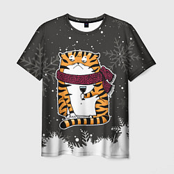 Мужская футболка Тигр с бокалом вина
