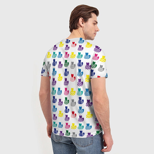 Мужская футболка Узор из котов / 3D-принт – фото 4