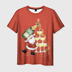 Мужская футболка Дед Мороз и шампанское