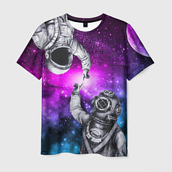 Мужская футболка Космонавт и водолаз - сотворение