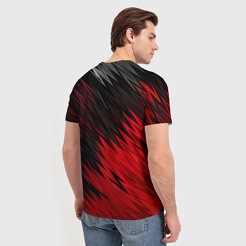 Мужская футболка ЧЁРНО КРАСНЫЕ КРАСКИ RED BLACK STRIPES / 3D-принт – фото 4