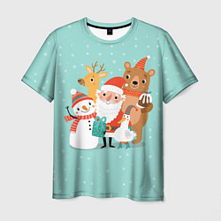 Мужская футболка Звери и Дед Мороз