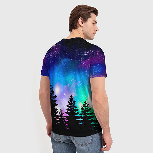 Мужская футболка Космический лес, елки и звезды / 3D-принт – фото 4