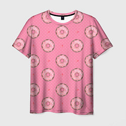 Мужская футболка Розовые пончики паттерн