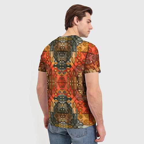 Мужская футболка Коллекция Фрактальная мозаика Оранжевый / 3D-принт – фото 4