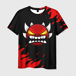 Мужская футболка Geometry Dash: Demon Red Fire