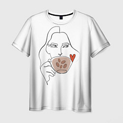 Мужская футболка Монолиния девушка с кофе