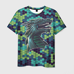 Мужская футболка Голова дракона в пикселях