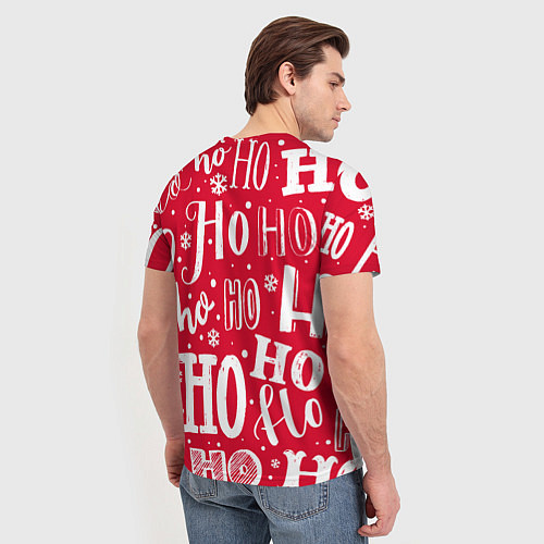 Мужская футболка HO HO HO Новогодняя / 3D-принт – фото 4