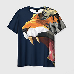 Мужская футболка Пасть тигра в мозаике