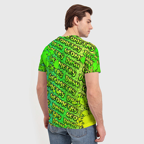 Мужская футболка Geometry Dash: Acid Green / 3D-принт – фото 4
