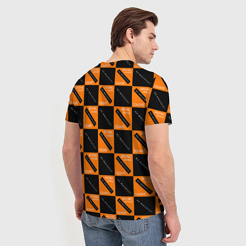 Мужская футболка Black Orange Squares / 3D-принт – фото 4