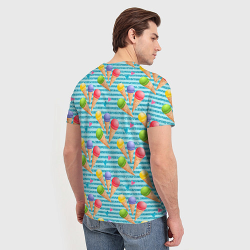 Мужская футболка Разноцветное мороженое паттерн / 3D-принт – фото 4