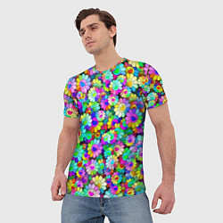 Футболка мужская Rainbow flowers, цвет: 3D-принт — фото 2